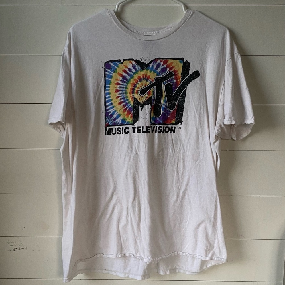 MTV Rainbow Tie-Dye T Shirt (Size XL)